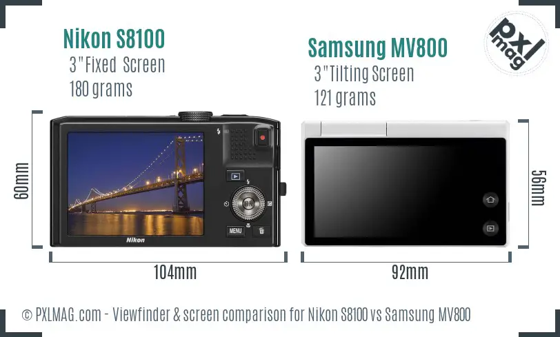 Nikon S8100 vs Samsung MV800 Screen and Viewfinder comparison Nikon S8100 vs Samsung MV800 Screen and Viewfinder comparison