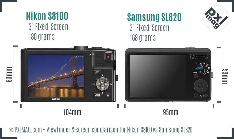 Nikon S8100 vs Samsung SL820 Screen and Viewfinder comparison Nikon S8100 vs Samsung SL820 Screen and Viewfinder comparison