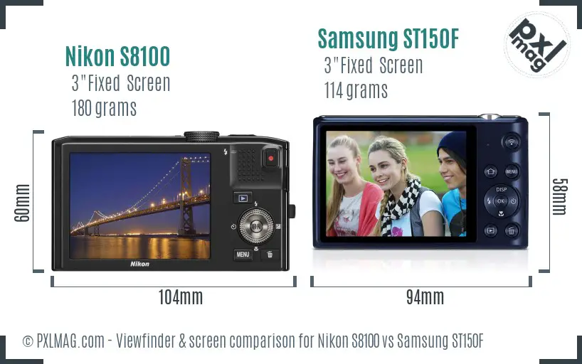 Nikon S8100 vs Samsung ST150F Screen and Viewfinder comparison