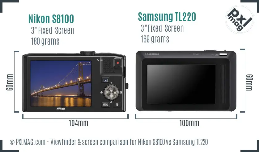 Nikon S8100 vs Samsung TL220 Screen and Viewfinder comparison