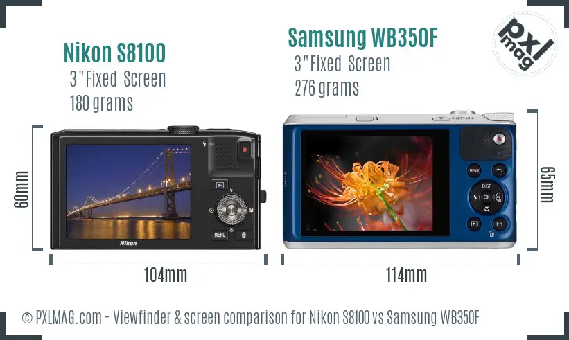 Nikon S8100 vs Samsung WB350F Screen and Viewfinder comparison Nikon S8100 vs Samsung WB350F Screen and Viewfinder comparison