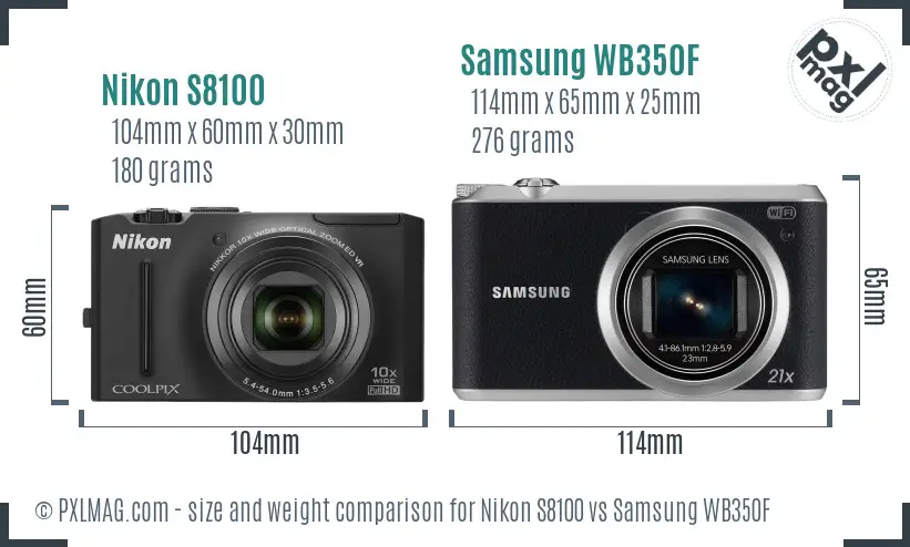 Nikon S8100 vs Samsung WB350F size comparison Nikon S8100 vs Samsung WB350F size comparison