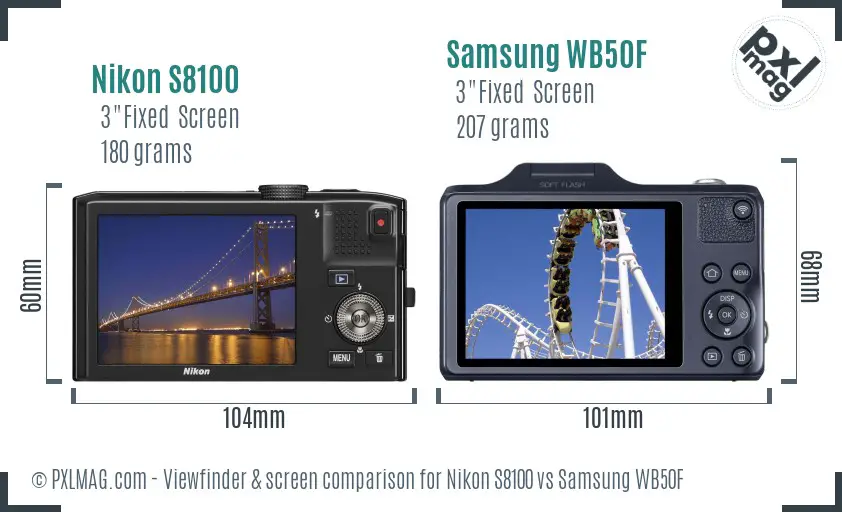 Nikon S8100 vs Samsung WB50F Screen and Viewfinder comparison Nikon S8100 vs Samsung WB50F Screen and Viewfinder comparison