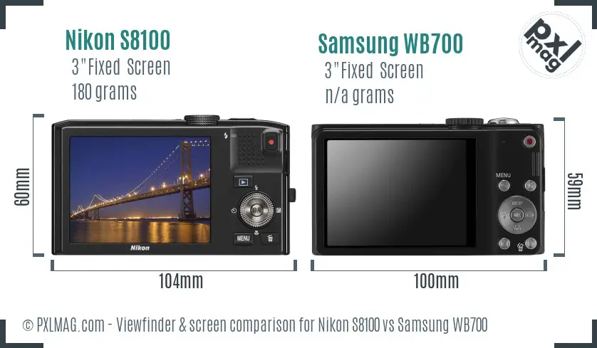 Nikon S8100 vs Samsung WB700 Screen and Viewfinder comparison Nikon S8100 vs Samsung WB700 Screen and Viewfinder comparison