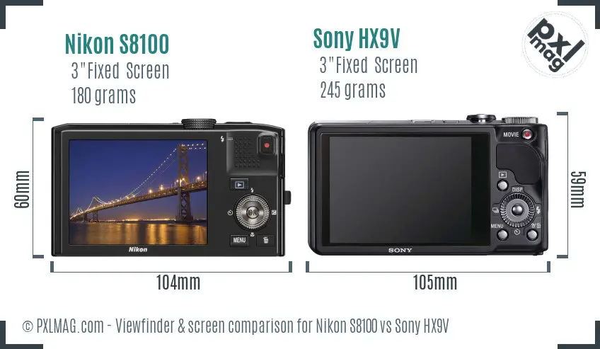 Nikon S8100 vs Sony HX9V Screen and Viewfinder comparison Nikon S8100 vs Sony HX9V Screen and Viewfinder comparison