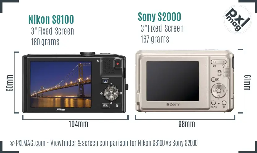 Nikon S8100 vs Sony S2000 Screen and Viewfinder comparison Nikon S8100 vs Sony S2000 Screen and Viewfinder comparison