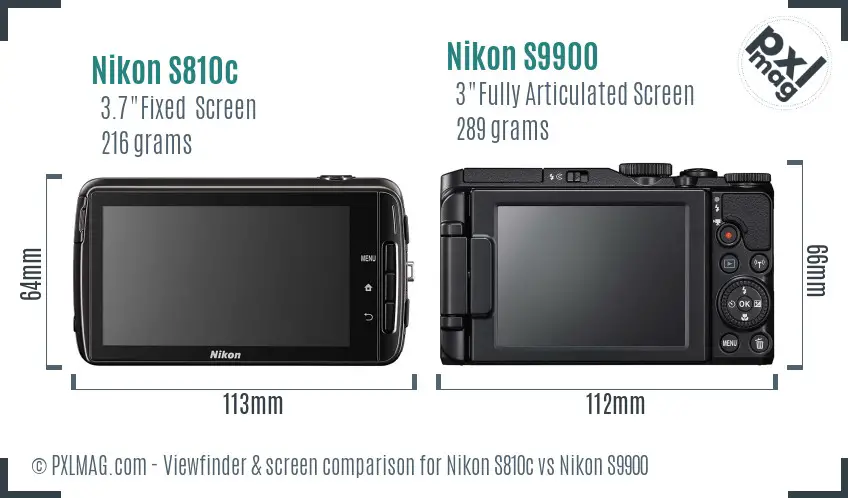 Nikon S810c vs Nikon S9900 Screen and Viewfinder comparison