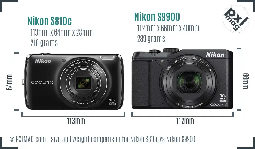 Nikon S810c vs Nikon S9900 size comparison