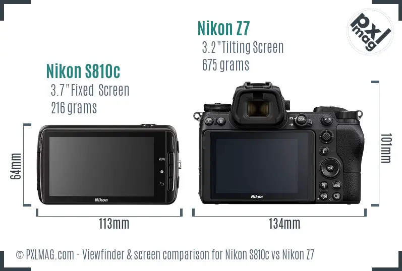 Nikon S810c vs Nikon Z7 Screen and Viewfinder comparison