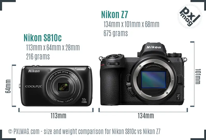 Nikon S810c vs Nikon Z7 size comparison