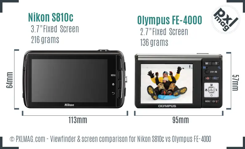 Nikon S810c vs Olympus FE-4000 Screen and Viewfinder comparison Nikon S810c vs Olympus FE-4000 Screen and Viewfinder comparison