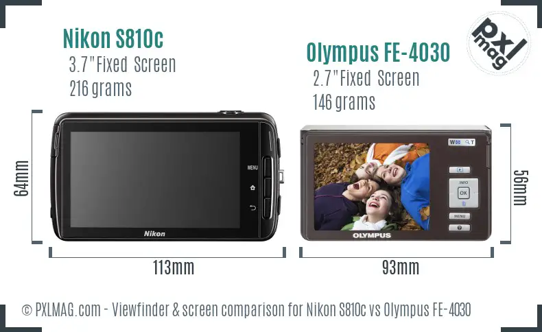 Nikon S810c vs Olympus FE-4030 Screen and Viewfinder comparison