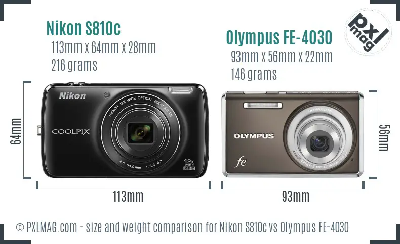 Nikon S810c vs Olympus FE-4030 size comparison