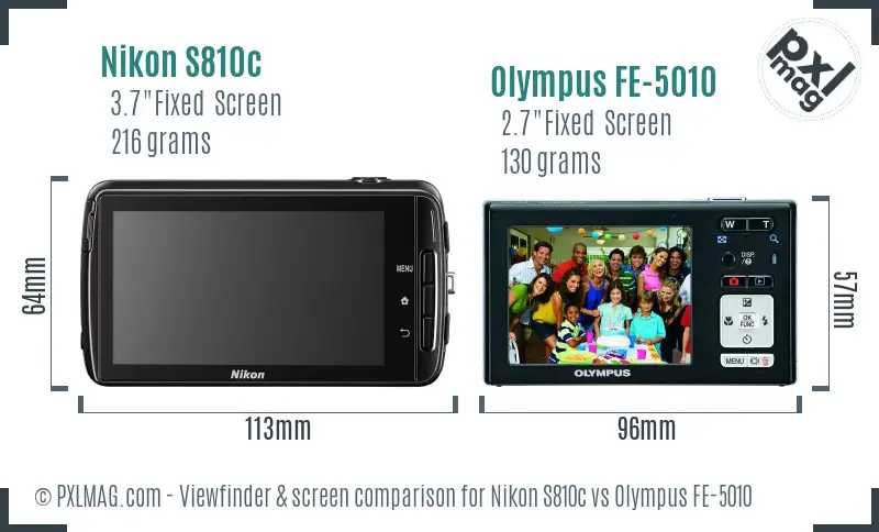 Nikon S810c vs Olympus FE-5010 Screen and Viewfinder comparison Nikon S810c vs Olympus FE-5010 Screen and Viewfinder comparison