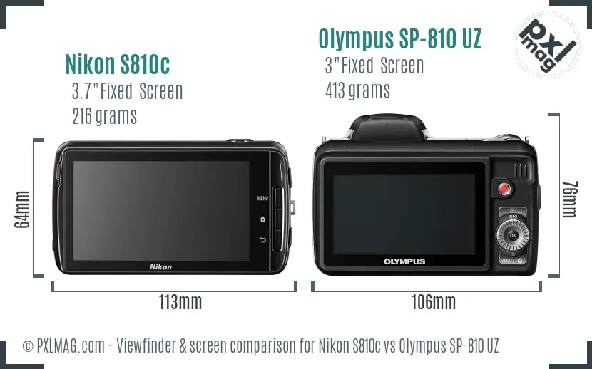 Nikon S810c vs Olympus SP-810 UZ Screen and Viewfinder comparison Nikon S810c vs Olympus SP-810 UZ Screen and Viewfinder comparison