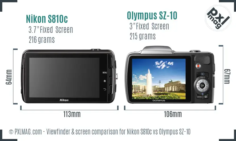Nikon S810c vs Olympus SZ-10 Screen and Viewfinder comparison Nikon S810c vs Olympus SZ-10 Screen and Viewfinder comparison