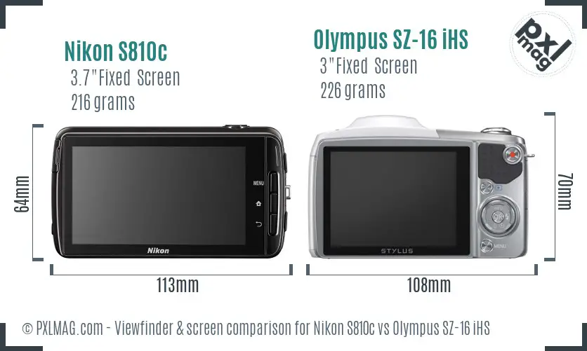 Nikon S810c vs Olympus SZ-16 iHS Screen and Viewfinder comparison Nikon S810c vs Olympus SZ-16 iHS Screen and Viewfinder comparison