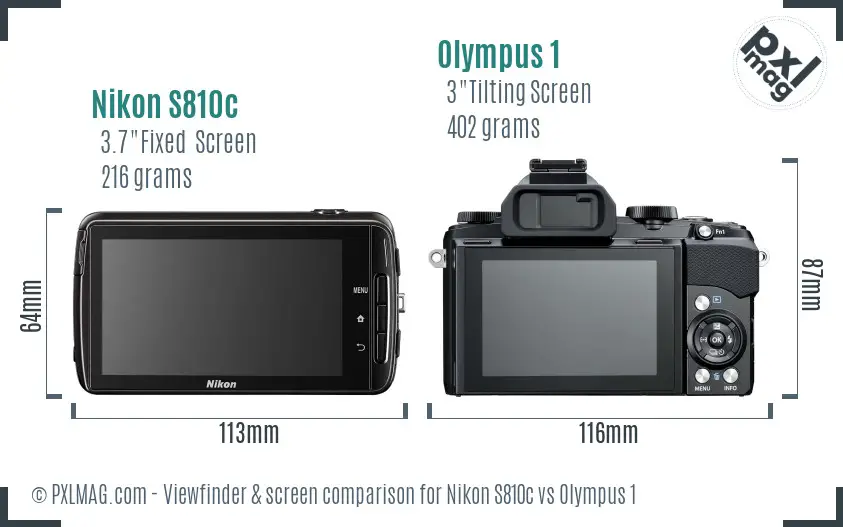 Nikon S810c vs Olympus 1 Screen and Viewfinder comparison