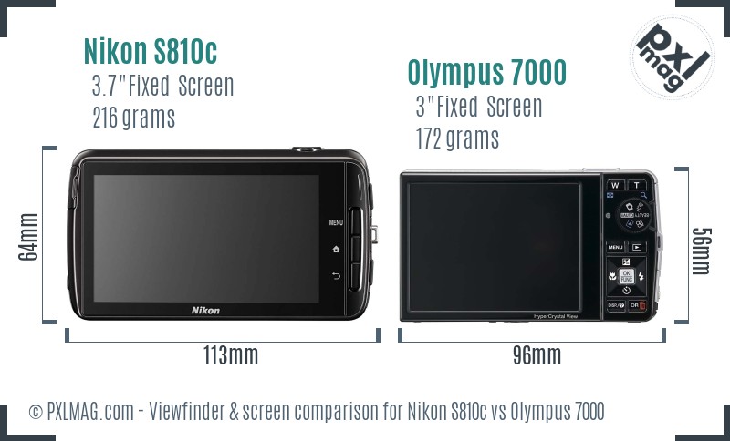 Nikon S810c vs Olympus 7000 Screen and Viewfinder comparison