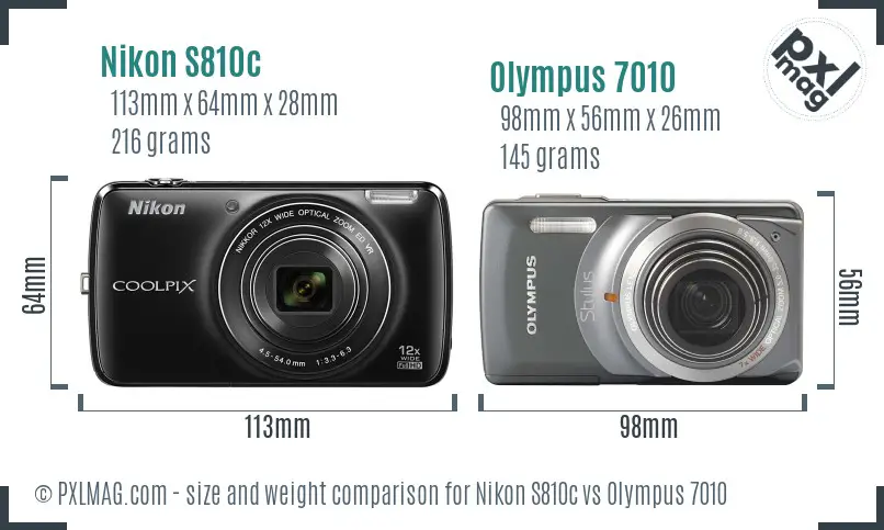 Nikon S810c vs Olympus 7010 size comparison Nikon S810c vs Olympus 7010 size comparison