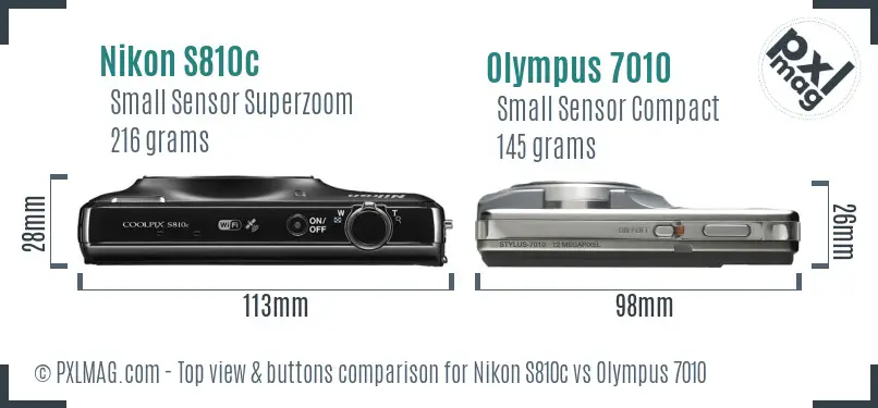 Nikon S810c vs Olympus 7010 top view buttons comparison Nikon S810c vs Olympus 7010 top view buttons comparison