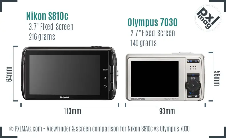 Nikon S810c vs Olympus 7030 Screen and Viewfinder comparison