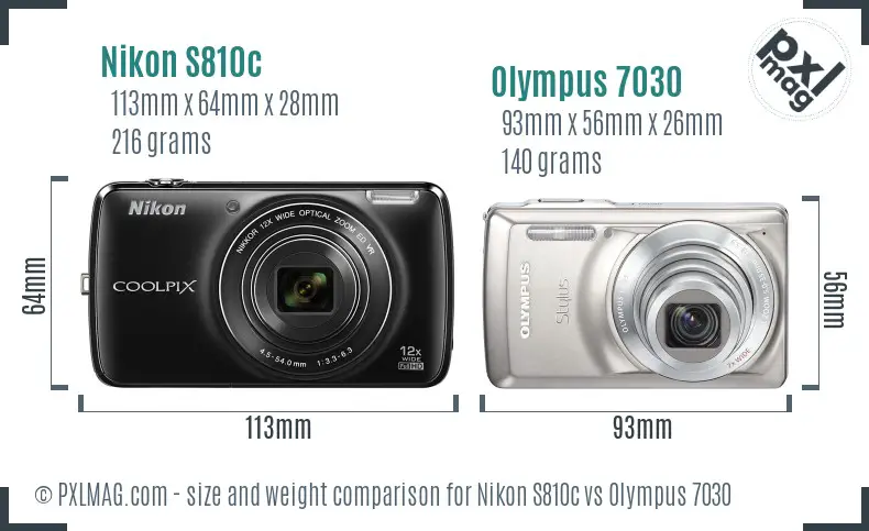 Nikon S810c vs Olympus 7030 size comparison Nikon S810c vs Olympus 7030 size comparison