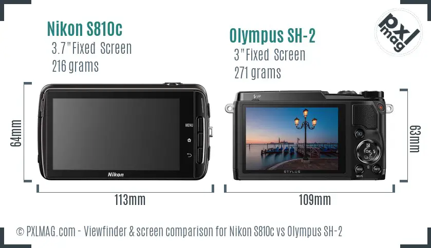 Nikon S810c vs Olympus SH-2 Screen and Viewfinder comparison