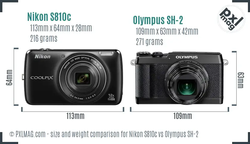 Nikon S810c vs Olympus SH-2 size comparison
