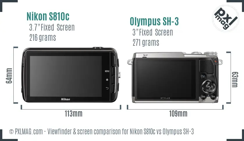 Nikon S810c vs Olympus SH-3 Screen and Viewfinder comparison