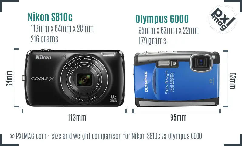 Nikon S810c vs Olympus 6000 size comparison Nikon S810c vs Olympus 6000 size comparison