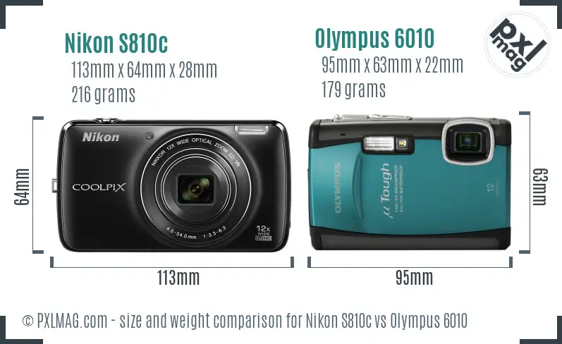 Nikon S810c vs Olympus 6010 size comparison Nikon S810c vs Olympus 6010 size comparison