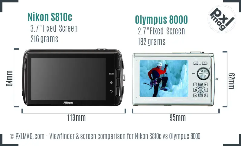 Nikon S810c vs Olympus 8000 Screen and Viewfinder comparison