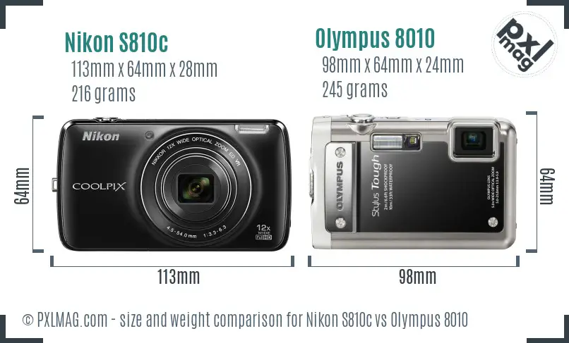 Nikon S810c vs Olympus 8010 size comparison Nikon S810c vs Olympus 8010 size comparison