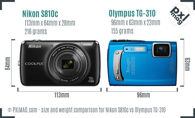 Nikon S810c vs Olympus TG-310 size comparison Nikon S810c vs Olympus TG-310 size comparison