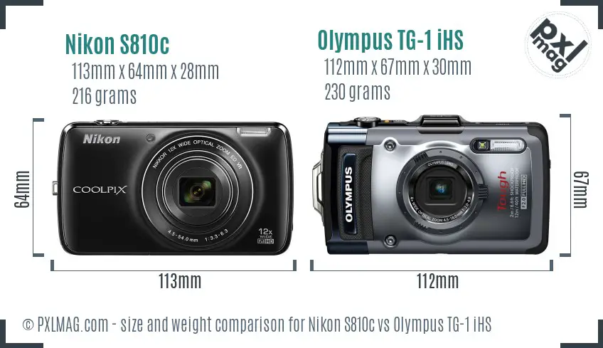 Nikon S810c vs Olympus TG-1 iHS size comparison Nikon S810c vs Olympus TG-1 iHS size comparison