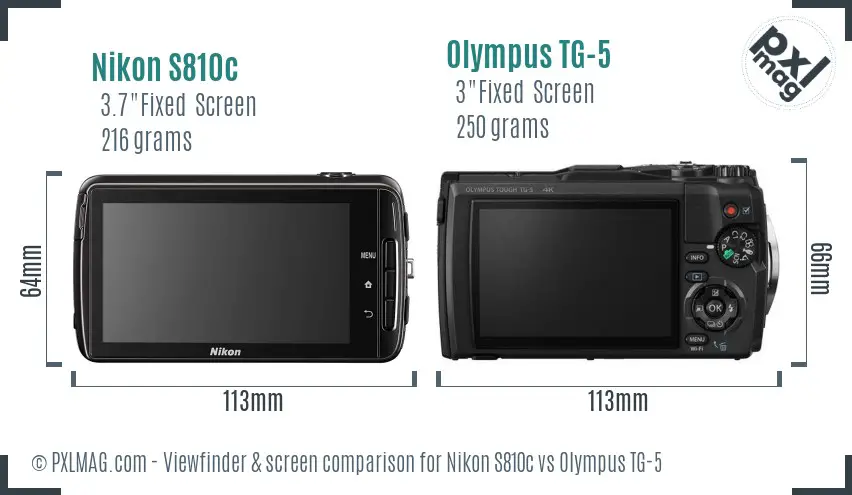 Nikon S810c vs Olympus TG-5 Screen and Viewfinder comparison