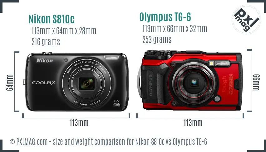 Nikon S810c vs Olympus TG-6 size comparison Nikon S810c vs Olympus TG-6 size comparison
