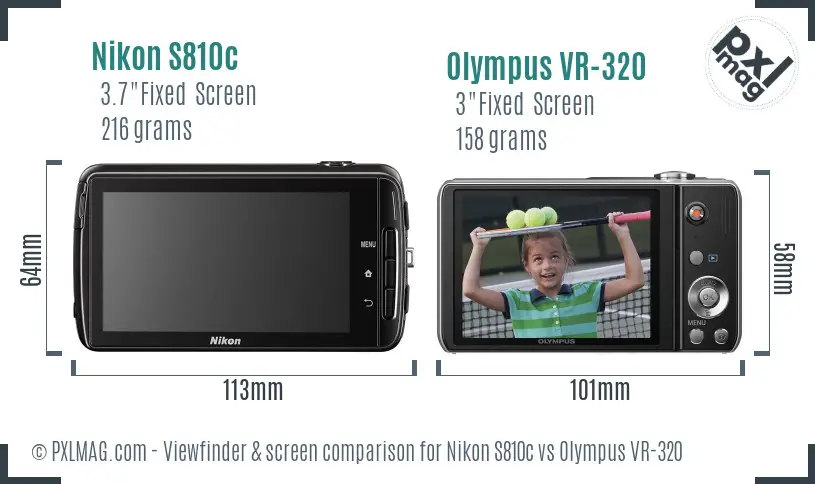 Nikon S810c vs Olympus VR-320 Screen and Viewfinder comparison