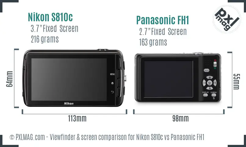 Nikon S810c vs Panasonic FH1 Screen and Viewfinder comparison