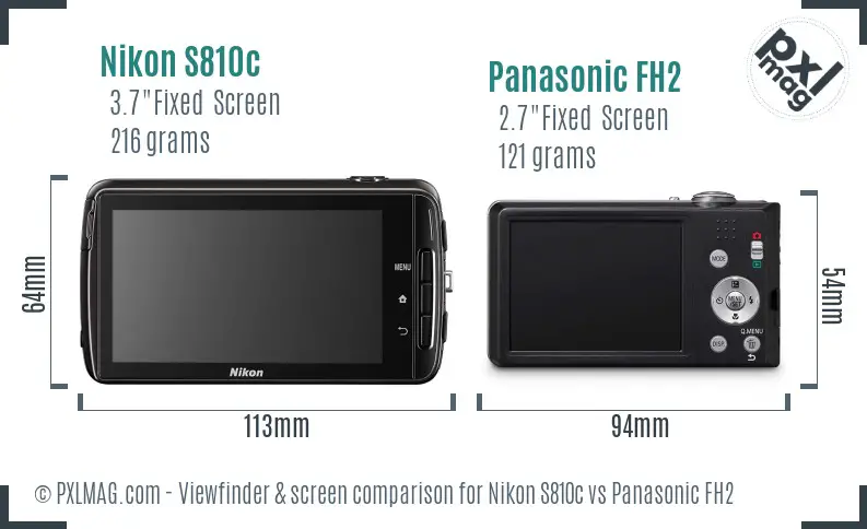 Nikon S810c vs Panasonic FH2 Screen and Viewfinder comparison Nikon S810c vs Panasonic FH2 Screen and Viewfinder comparison