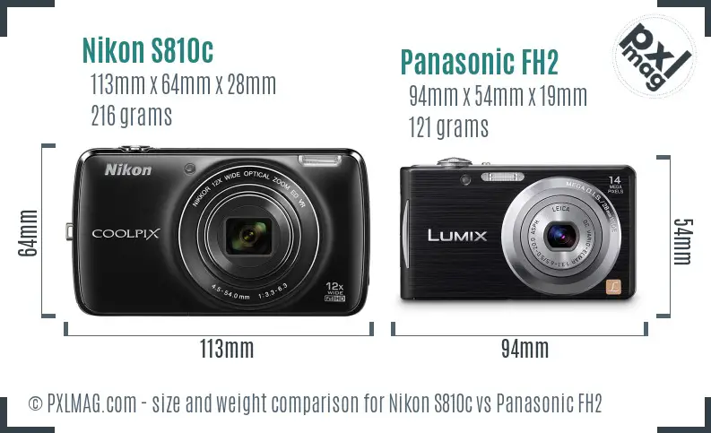 Nikon S810c vs Panasonic FH2 size comparison Nikon S810c vs Panasonic FH2 size comparison