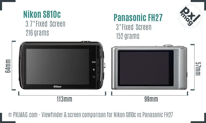 Nikon S810c vs Panasonic FH27 Screen and Viewfinder comparison