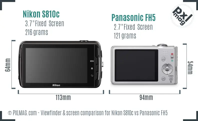 Nikon S810c vs Panasonic FH5 Screen and Viewfinder comparison Nikon S810c vs Panasonic FH5 Screen and Viewfinder comparison