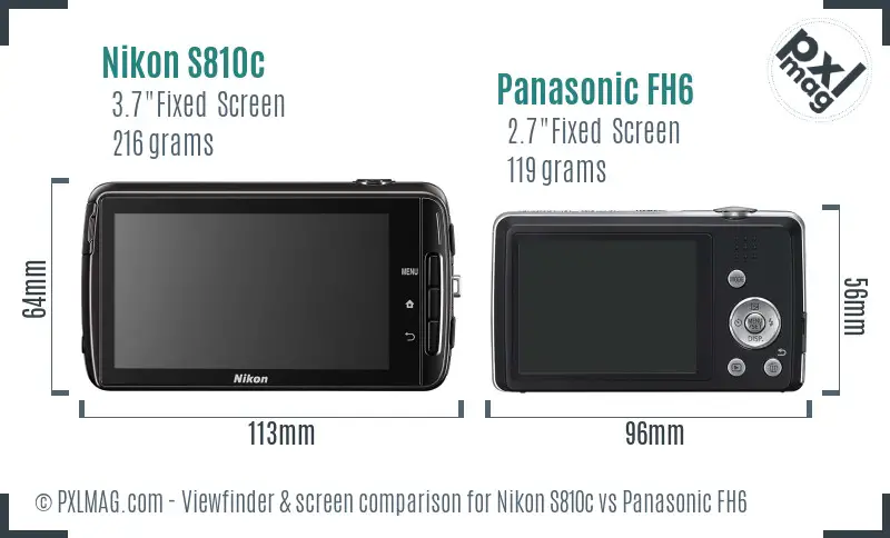 Nikon S810c vs Panasonic FH6 Screen and Viewfinder comparison
