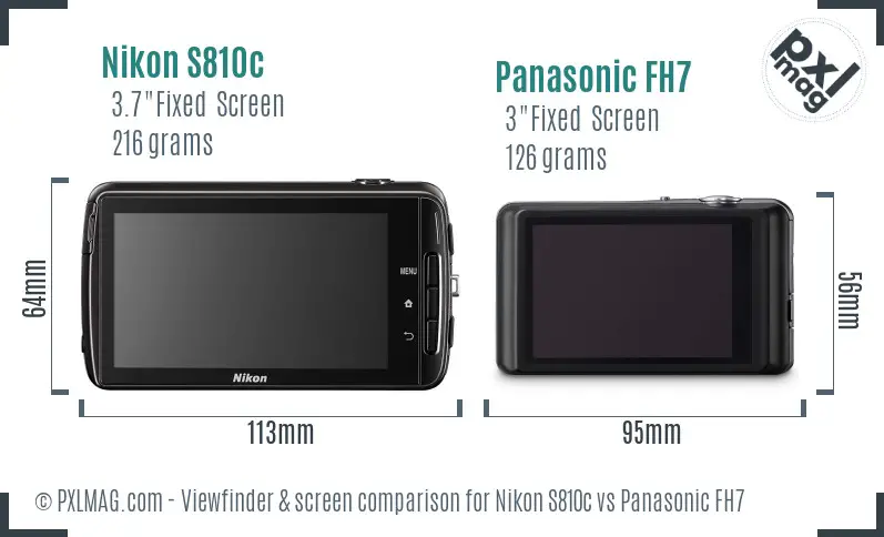 Nikon S810c vs Panasonic FH7 Screen and Viewfinder comparison