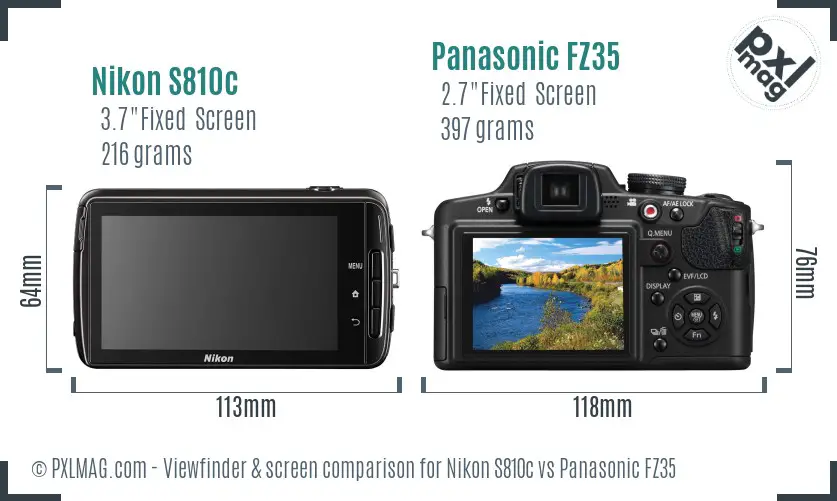Nikon S810c vs Panasonic FZ35 Screen and Viewfinder comparison Nikon S810c vs Panasonic FZ35 Screen and Viewfinder comparison