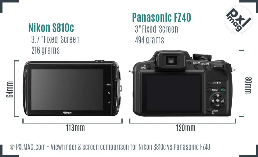Nikon S810c vs Panasonic FZ40 Screen and Viewfinder comparison Nikon S810c vs Panasonic FZ40 Screen and Viewfinder comparison