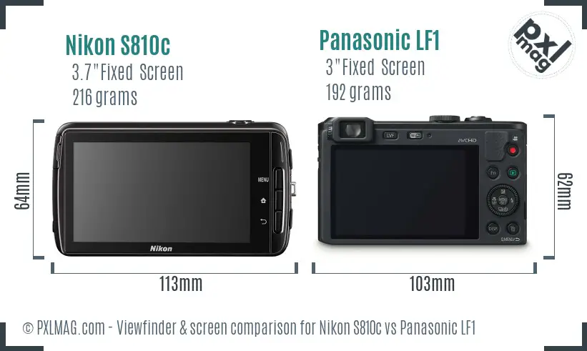 Nikon S810c vs Panasonic LF1 Screen and Viewfinder comparison