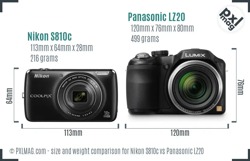 Nikon S810c vs Panasonic LZ20 size comparison Nikon S810c vs Panasonic LZ20 size comparison